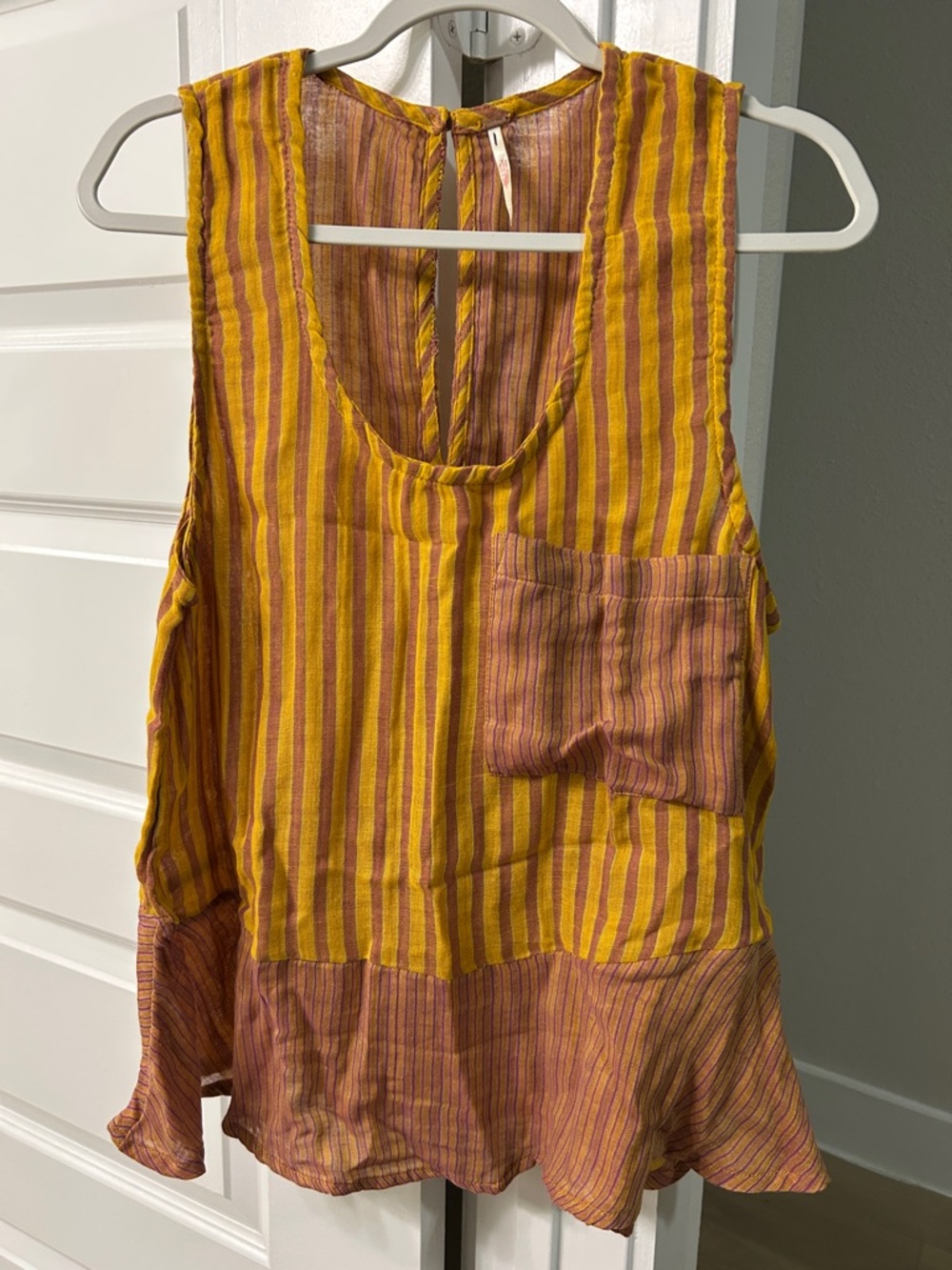 Free People Sz SML Mustard and Rust Striped Tank Top